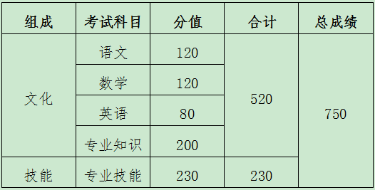 春季高考考试科目